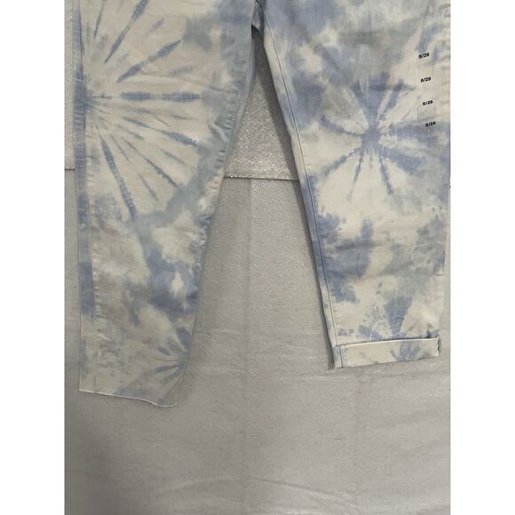 GAP Denim Jeans Size 8/29 Blue White Tie Dye SLIM BOYFRIEND Mid Rise Cropped NEW - Picture 4 of 12